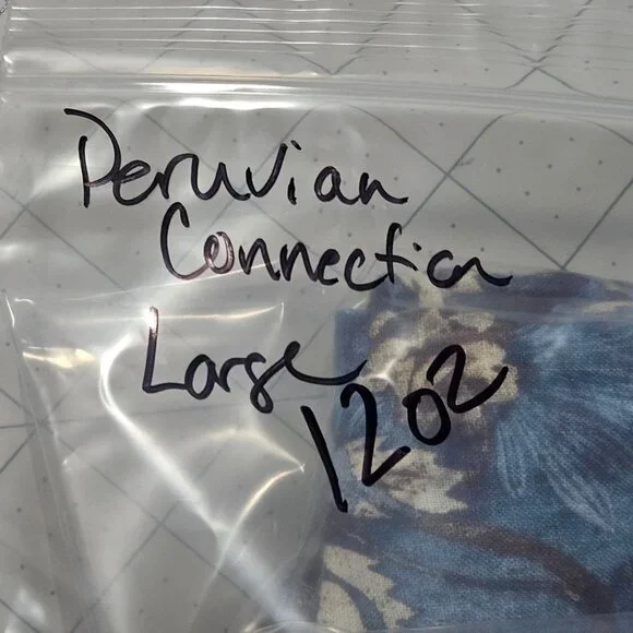 EUC Peruvian Connection Women Linen Trapani Tunic L Blue Floral Boho Artisan - Picture 11 of 14